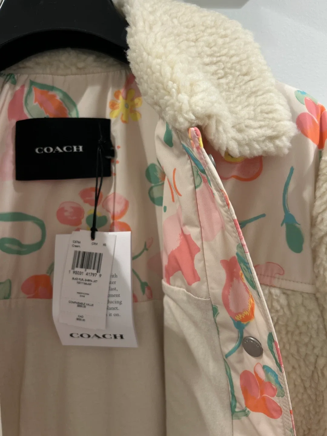 Coach Floral Print Sherpa Jacket - Size XS image indicator(4)