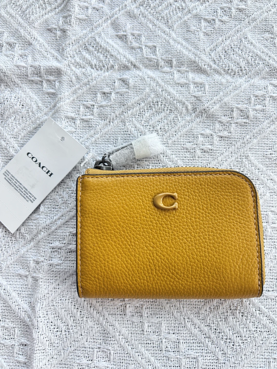 New Coach Zip Card Case - Mustard Yellow
