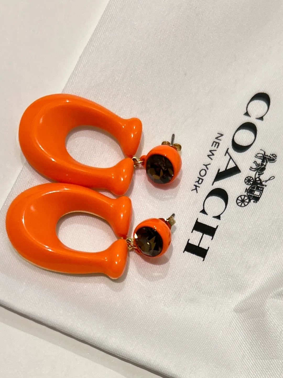 Coach Orange Hoop Earrings image indicator(2)