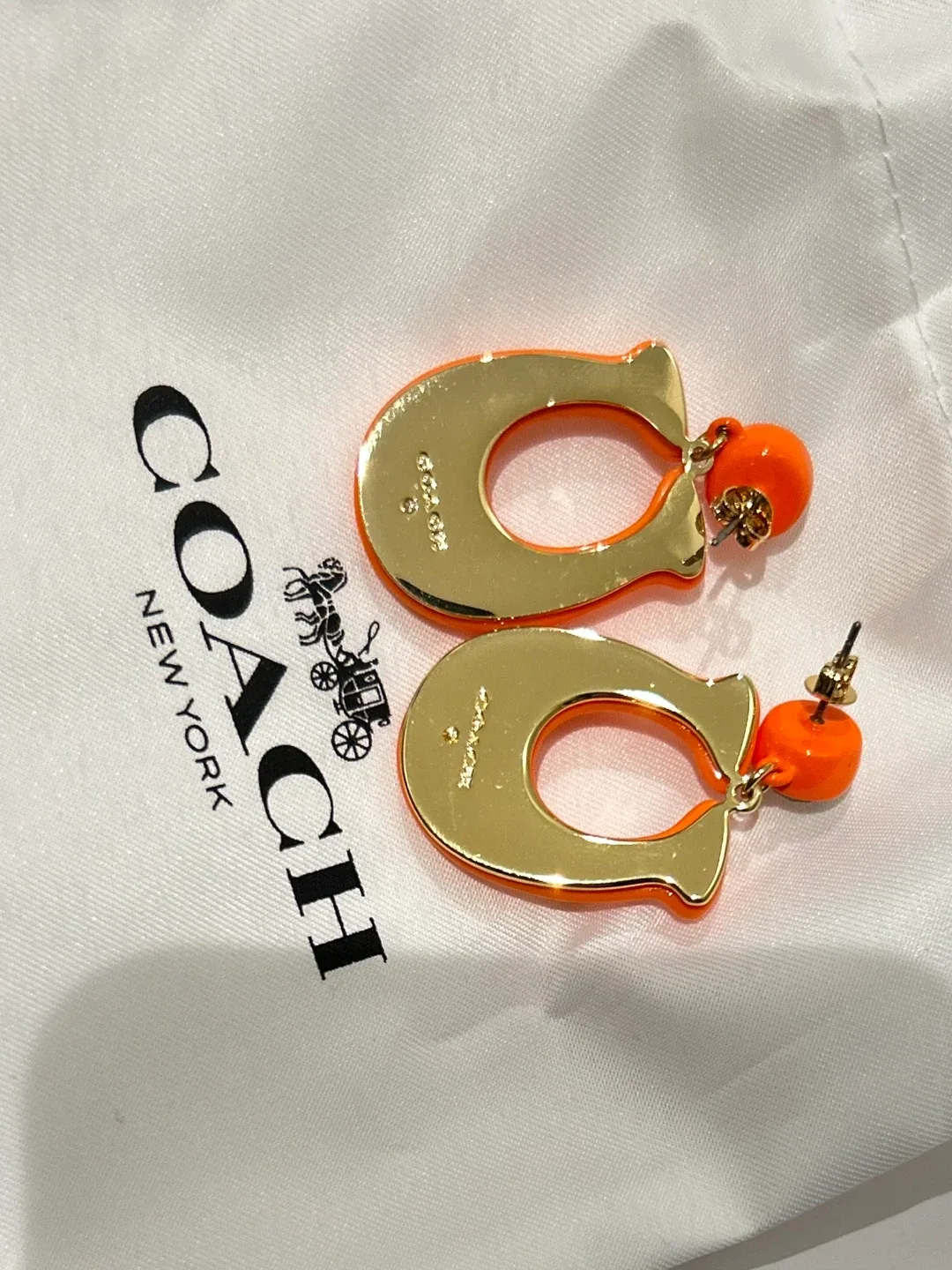 Coach Orange Hoop Earrings image indicator(3)