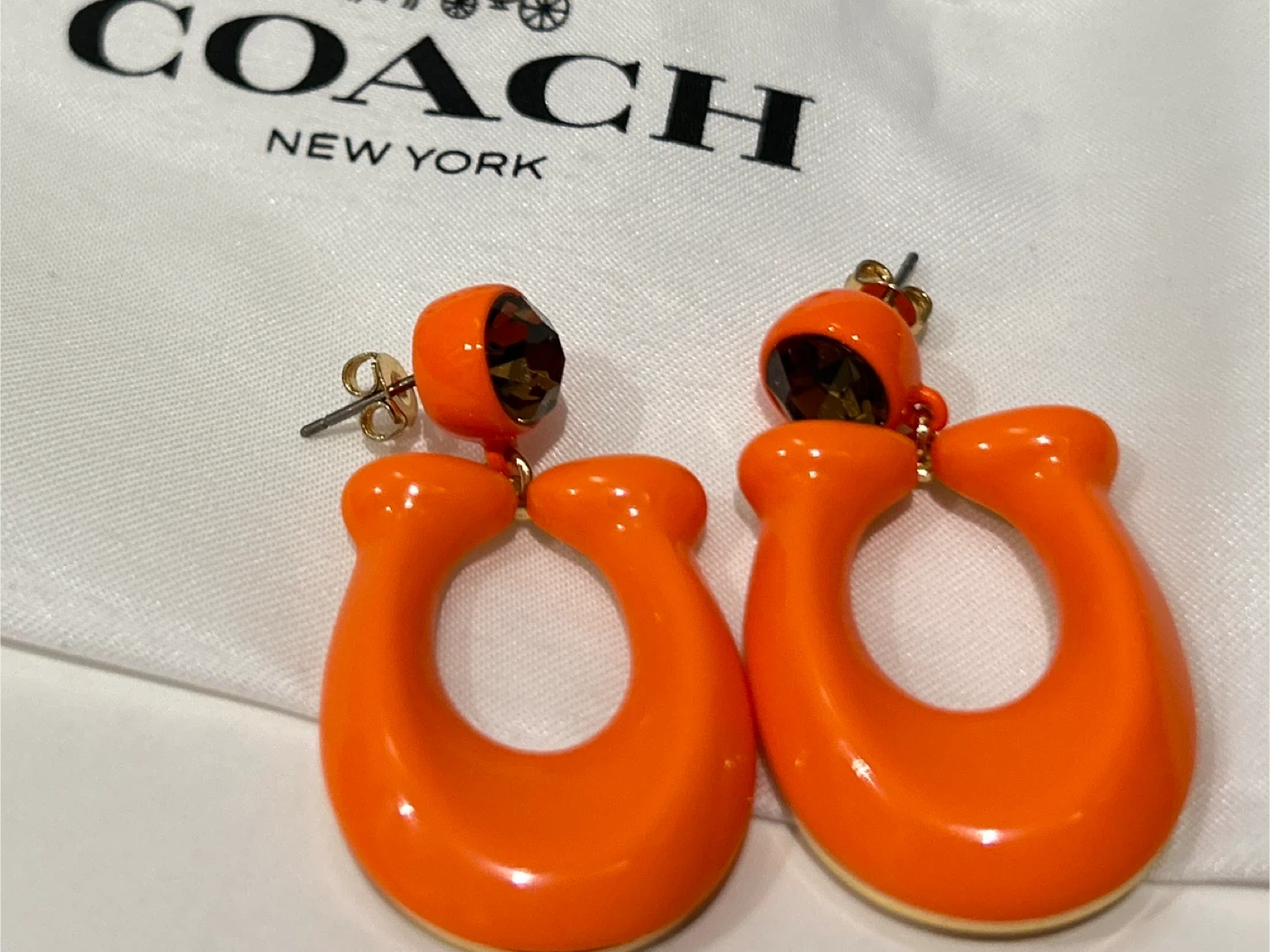 Coach Orange Hoop Earrings