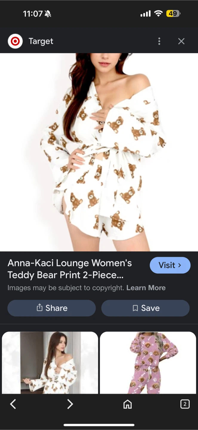 Anna-Kaci Lounge Women's Teddy Bear Print 2-Piece Pajama Set - photo 3