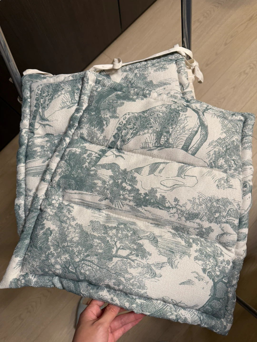 set of 2 Toile de Jouy Voyage Chair Pad cushion - photo 2