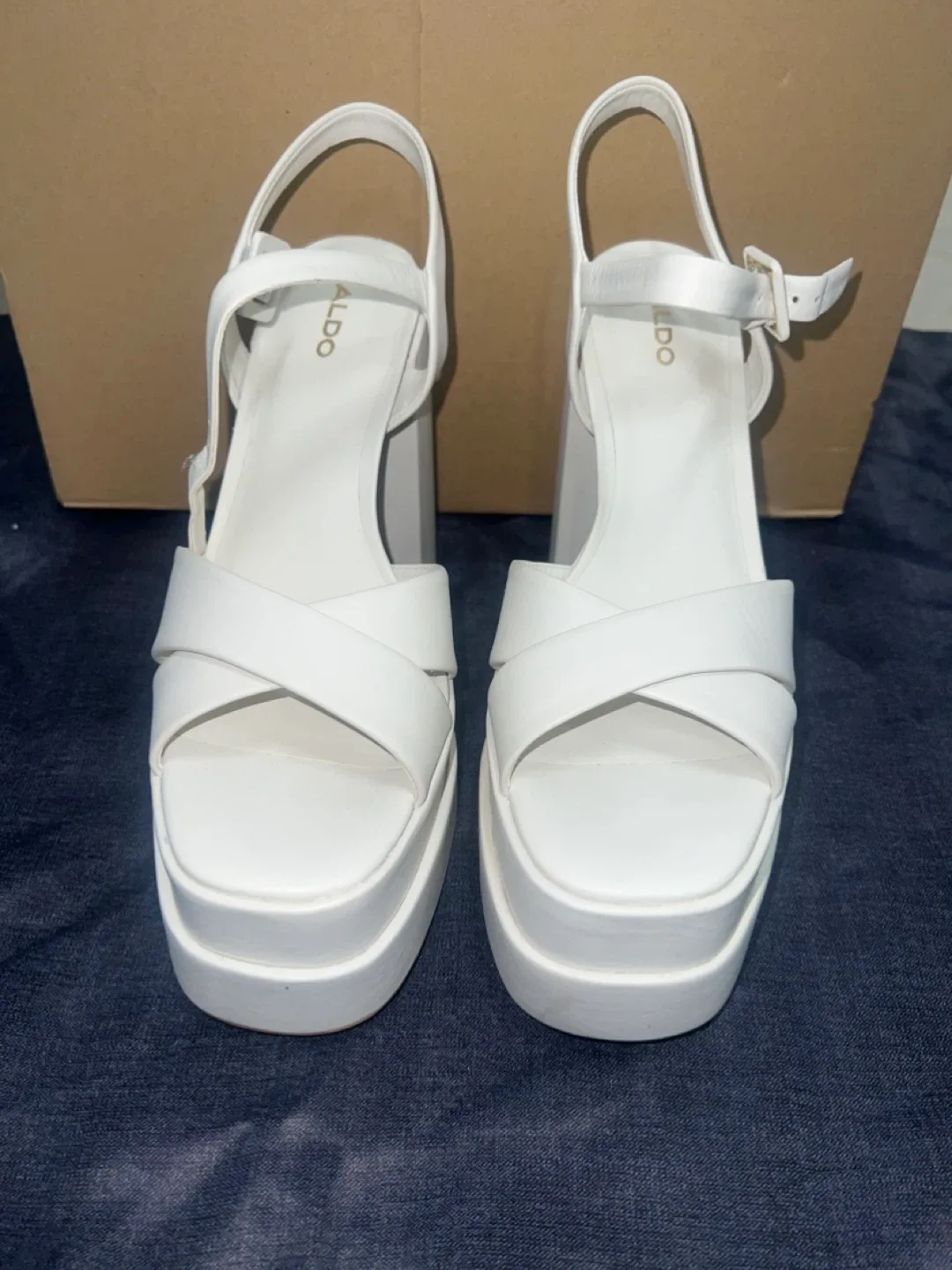 ALDO White Platform Heels - Size 10 thumbnail