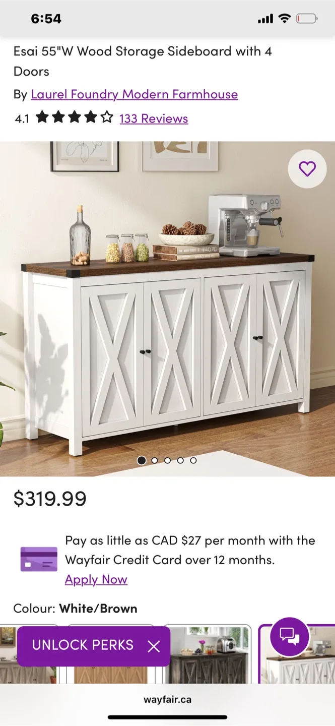 Esai 55" Wood Storage Sideboard - White/Brown image indicator(5)
