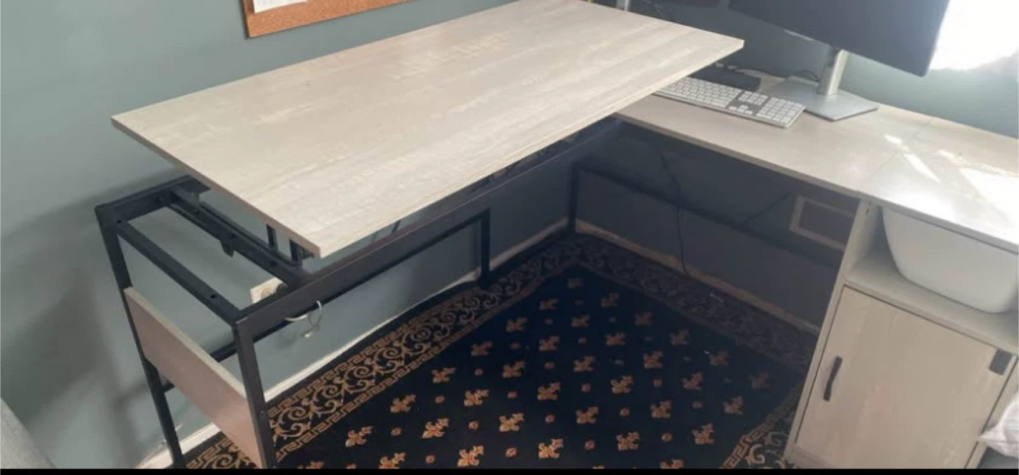 L-Shaped Corner Desk with standing riser