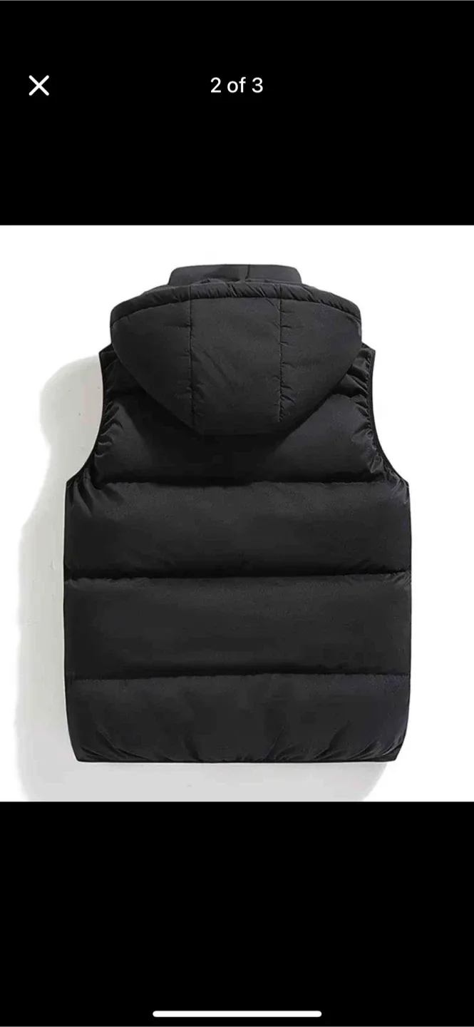 Black Puffer Vest with Hood image indicator(2)