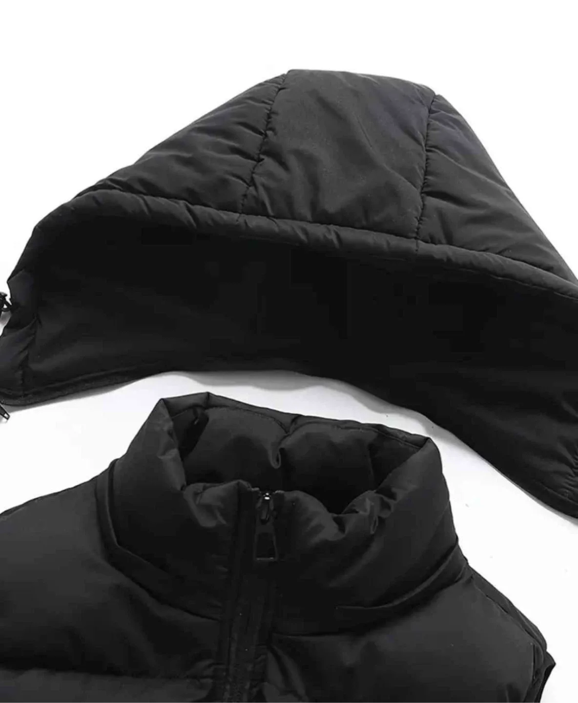 Black Puffer Vest with Hood image indicator(3)