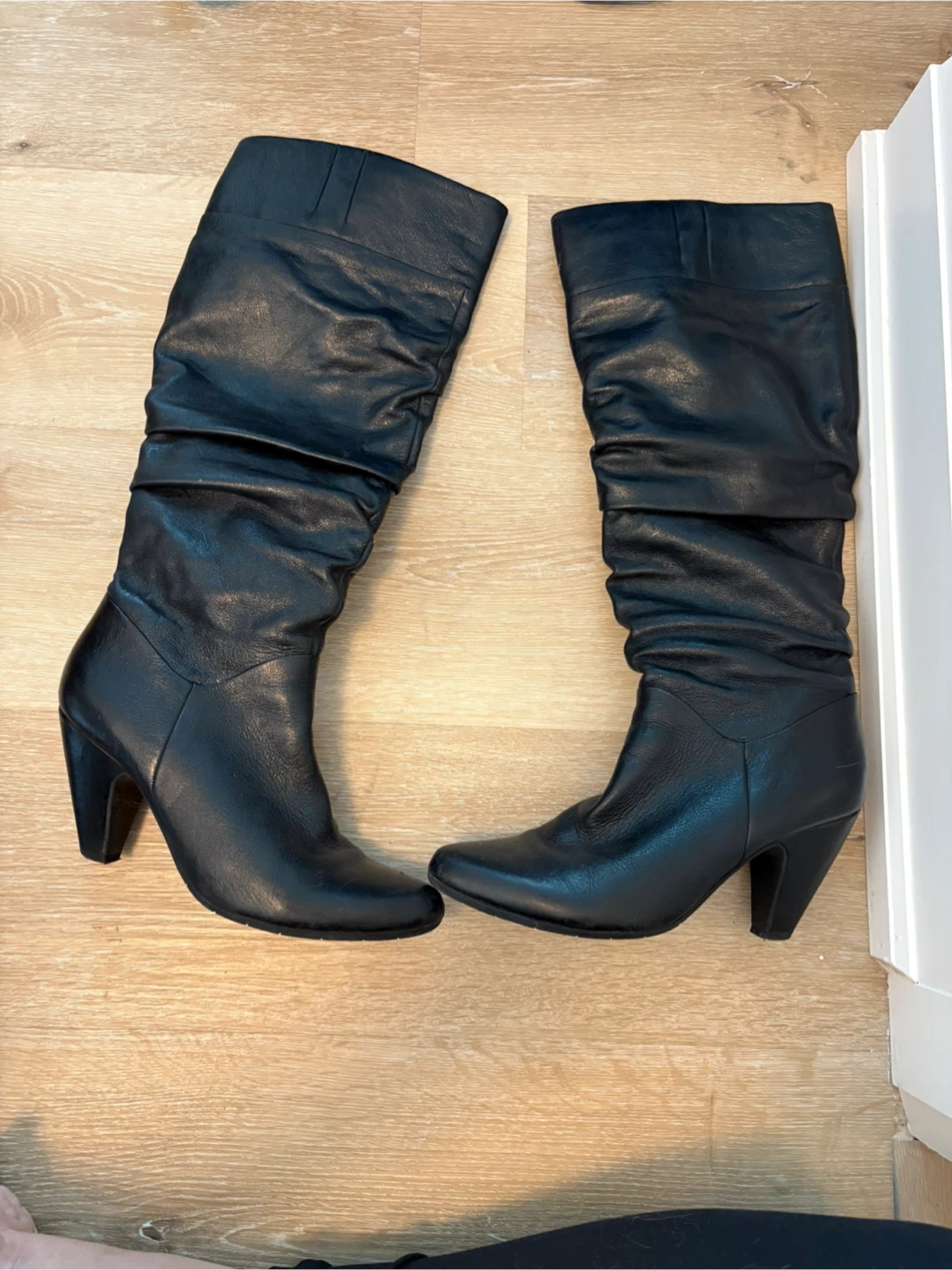 Black Leather Knee-High Boots