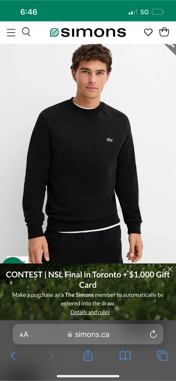 Lacoste Classic Fit Fleece Sweatshirt - Black image indicator(2)