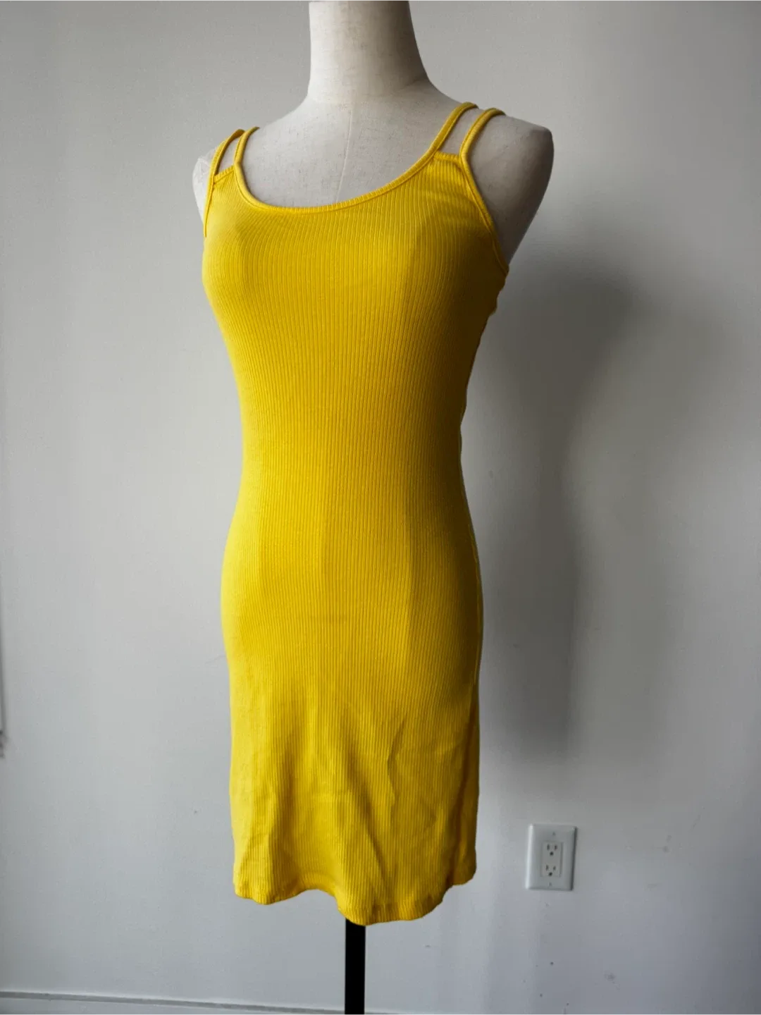 Yellow Ribbed Tank Dress - size S thumbnail