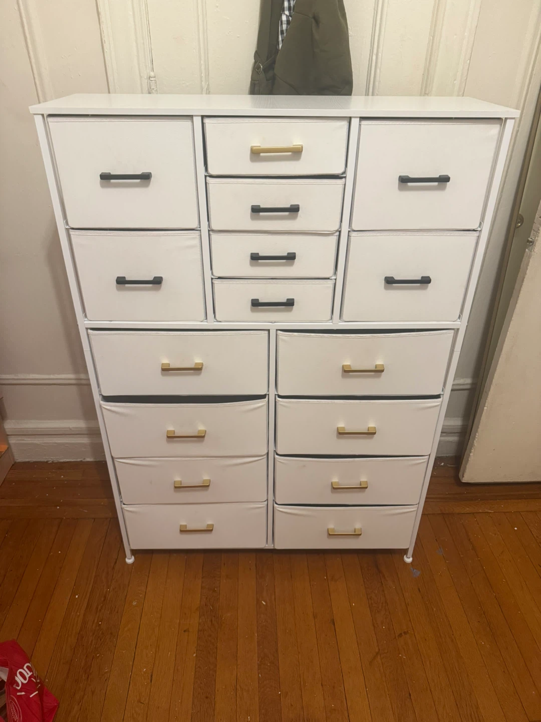 White Fabric 16 Drawer Dresser