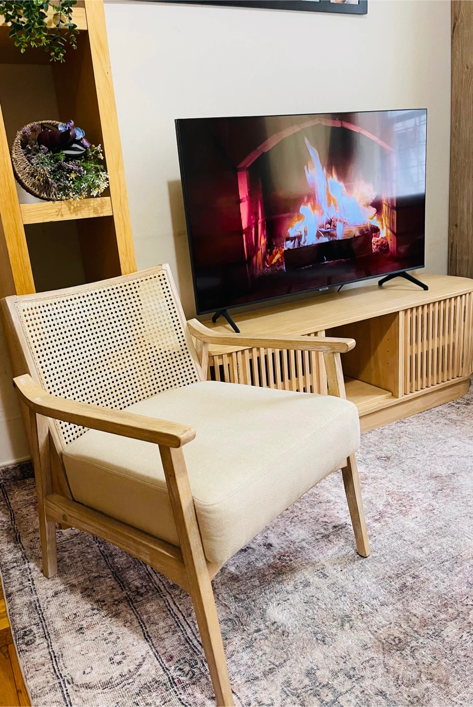 Accent Chair with Rattan Back( Moving Out)