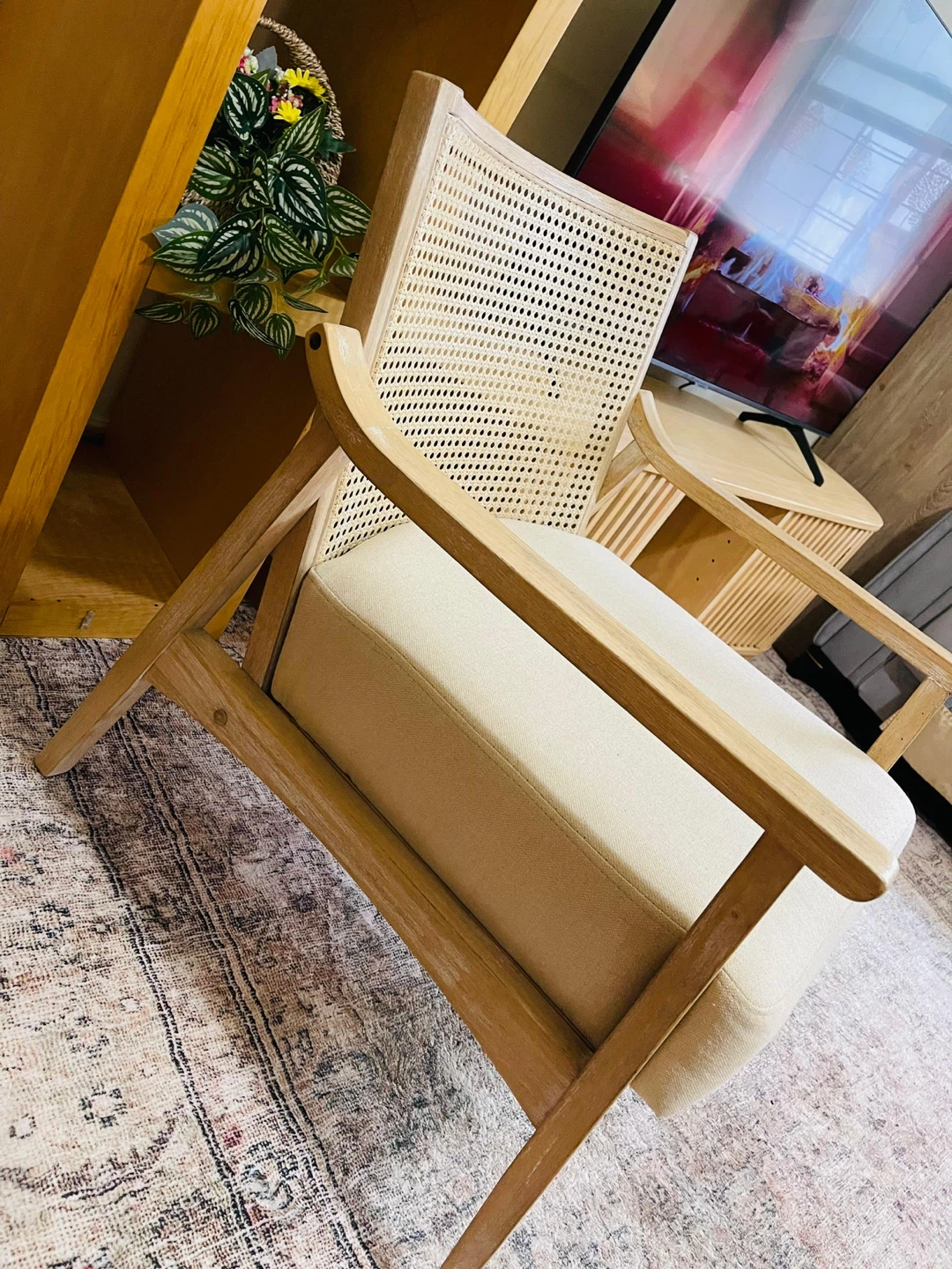Accent Chair with Rattan Back( Moving Out) - photo 5