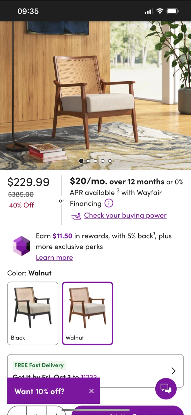 Accent Chair with Rattan Back( Moving Out) - photo 4