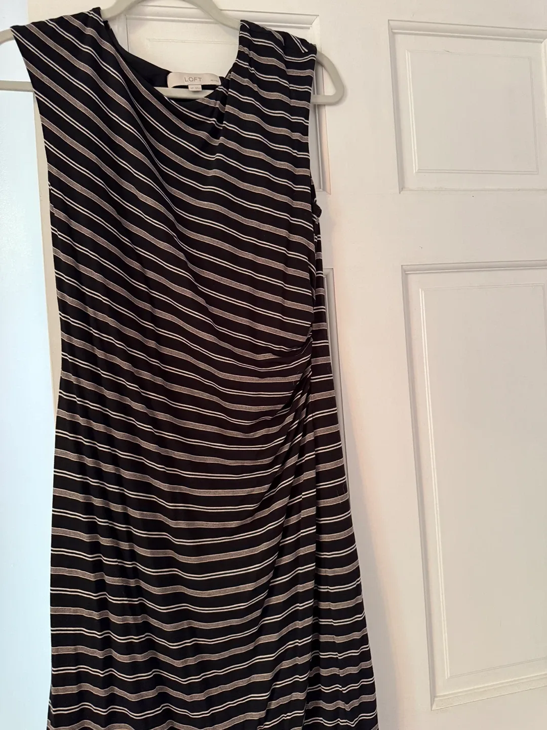 LOFT Black Striped Dress - Size MP thumbnail