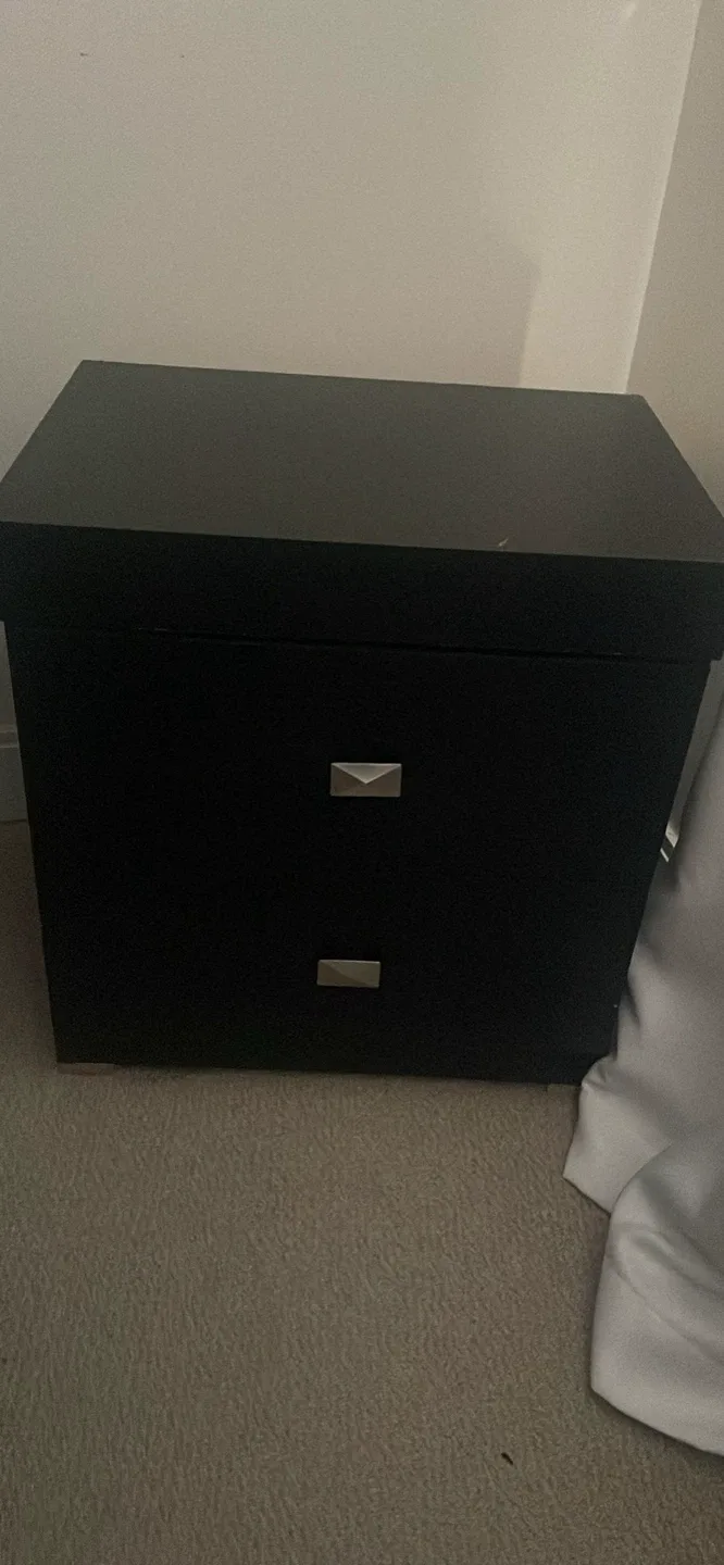 Black 2-Drawer Nightstand thumbnail