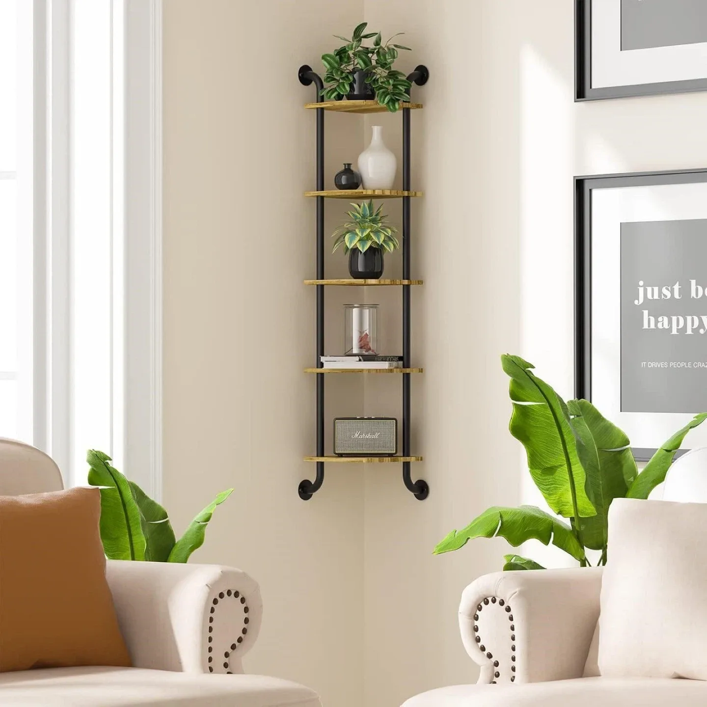 Tinpin 5-Tier Wall Mount Shelf, Brown - BNIB thumbnail