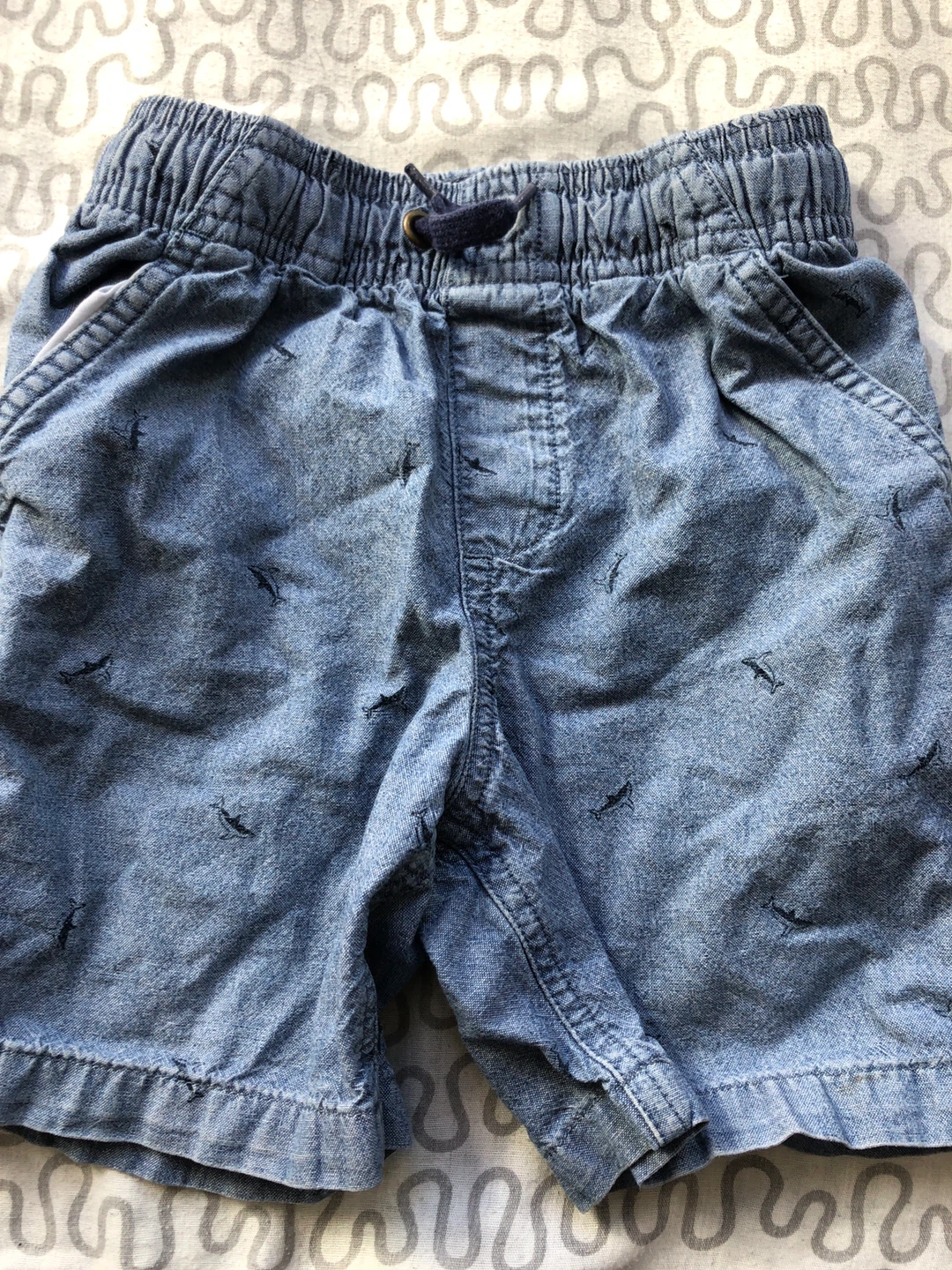 Boys' Denim Shorts with Shark Print
