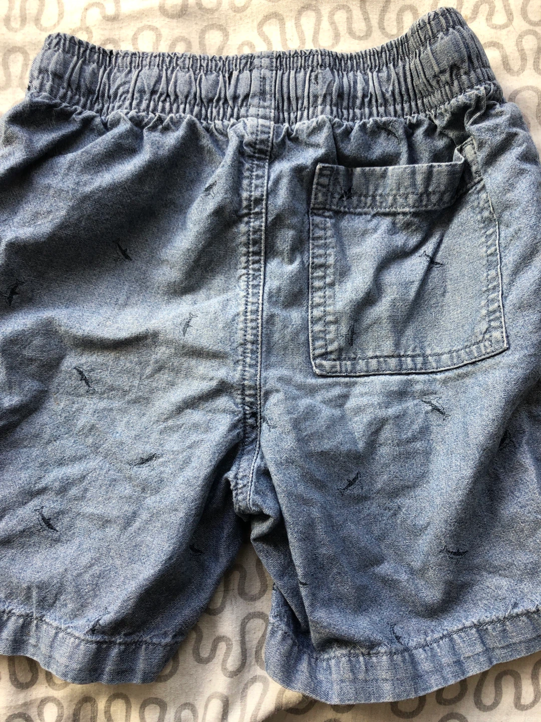 Boys' Denim Shorts with Shark Print - photo 2
