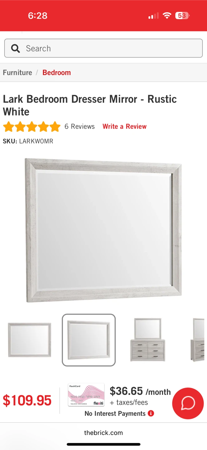 Lark Bedroom Dresser Mirror - White - photo 2