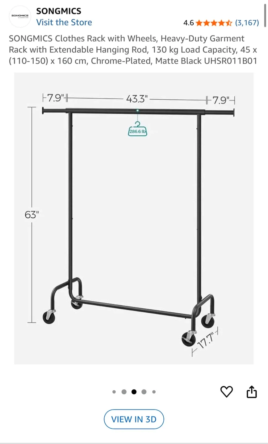 Clothing Rack with Wheels image indicator(2)