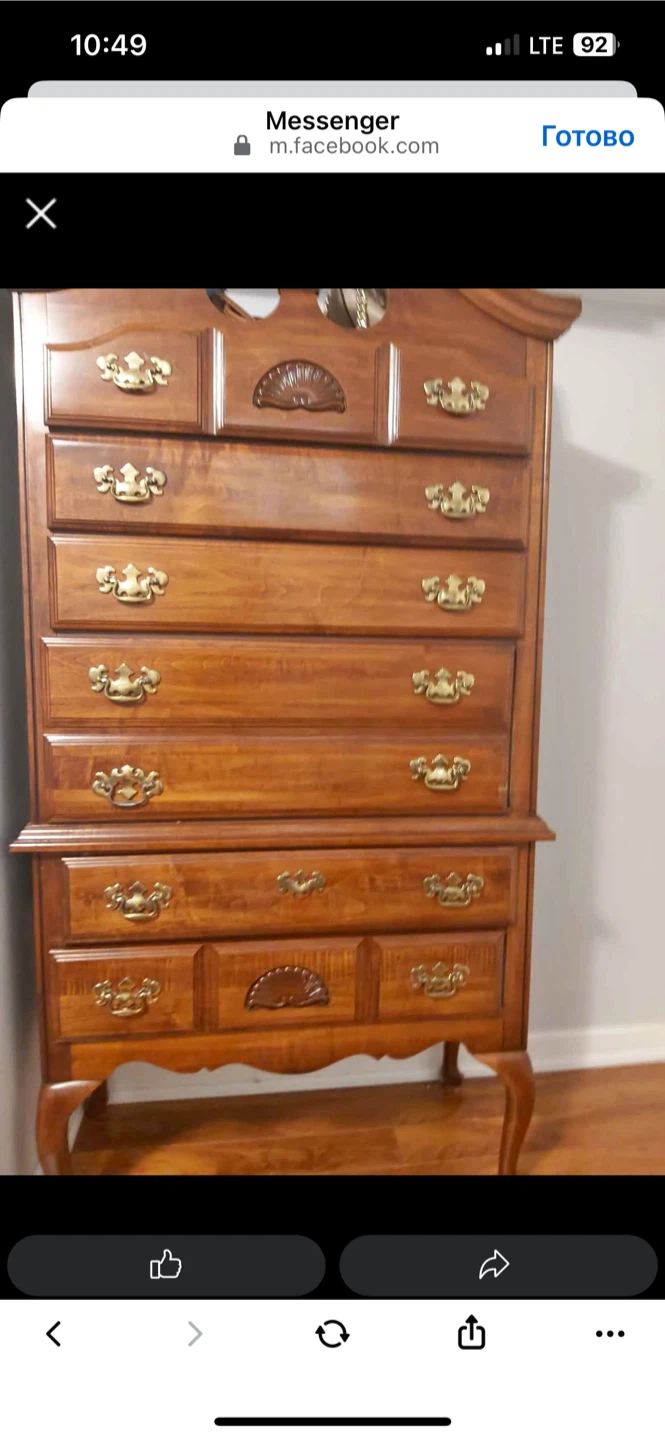 Wooden Dresser with Gold Handles