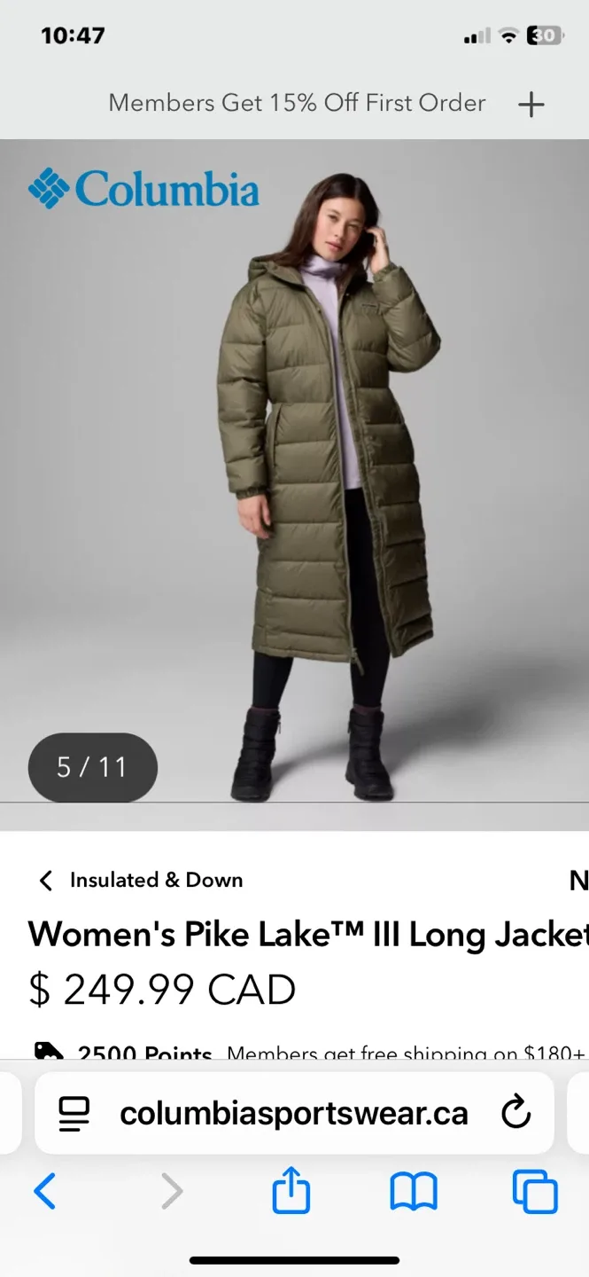 NEW Columbia Women's Pike Lake III Long Jacket, Olive Green thumbnail