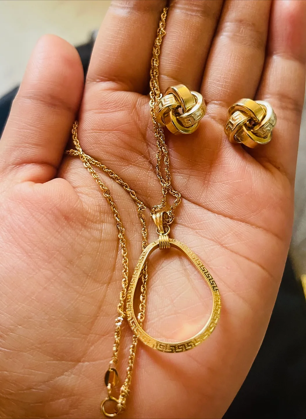 18K Versace Gold Necklace & Earrings Set thumbnail