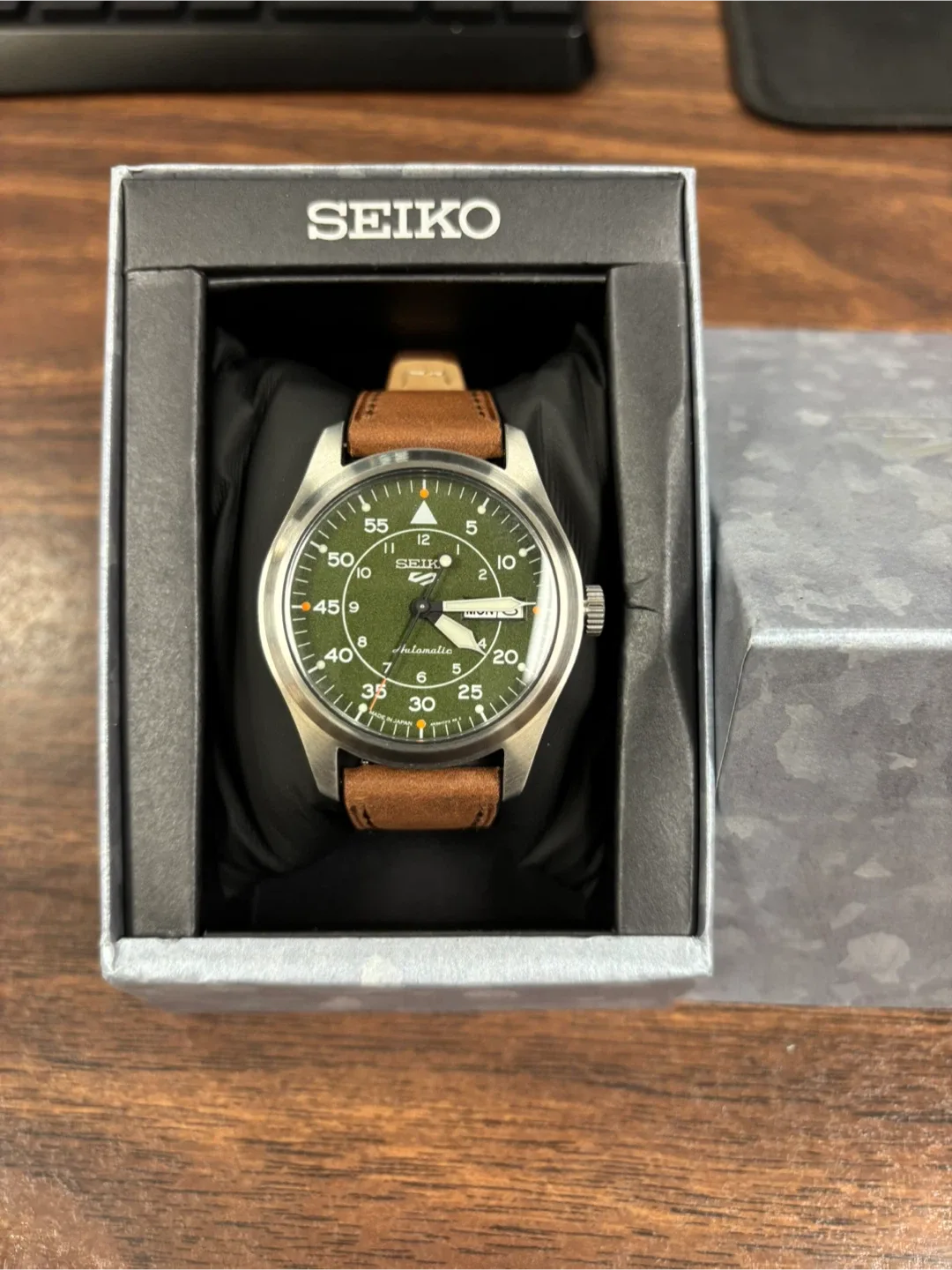 Seiko 5 Automatic Watch, Pilot Style, Green Dial thumbnail