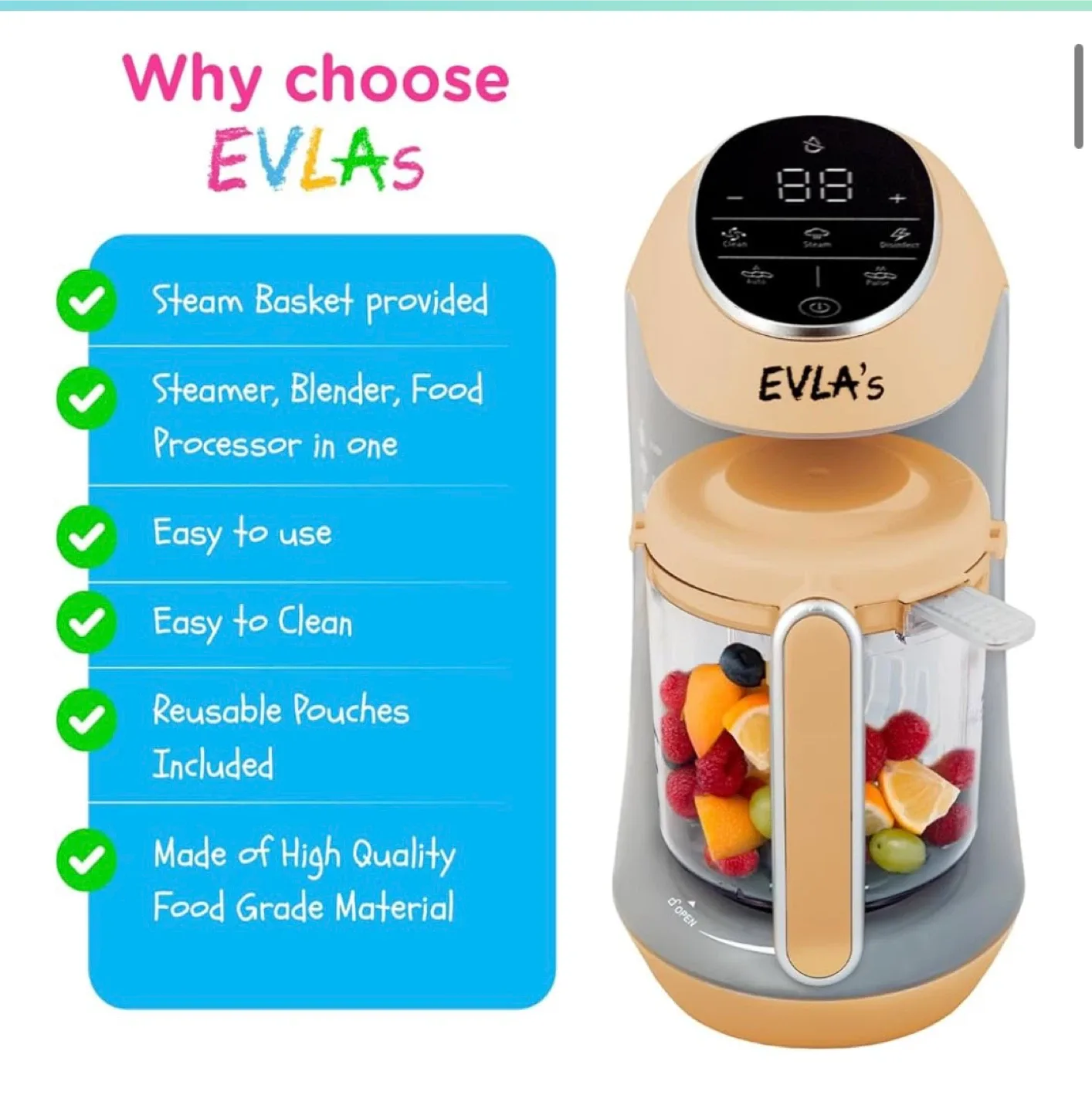 EVLA's Multifunction Baby Food Maker image indicator(2)