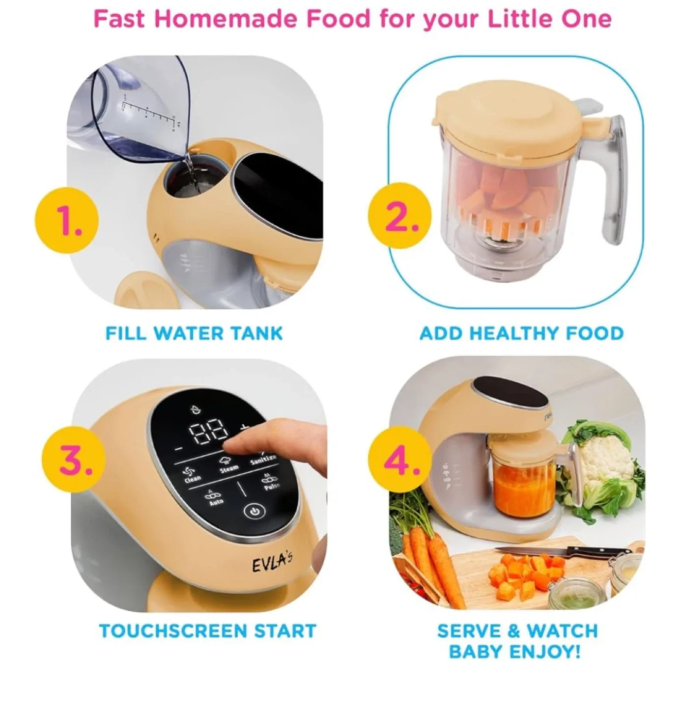 EVLA's Multifunction Baby Food Maker image indicator(4)