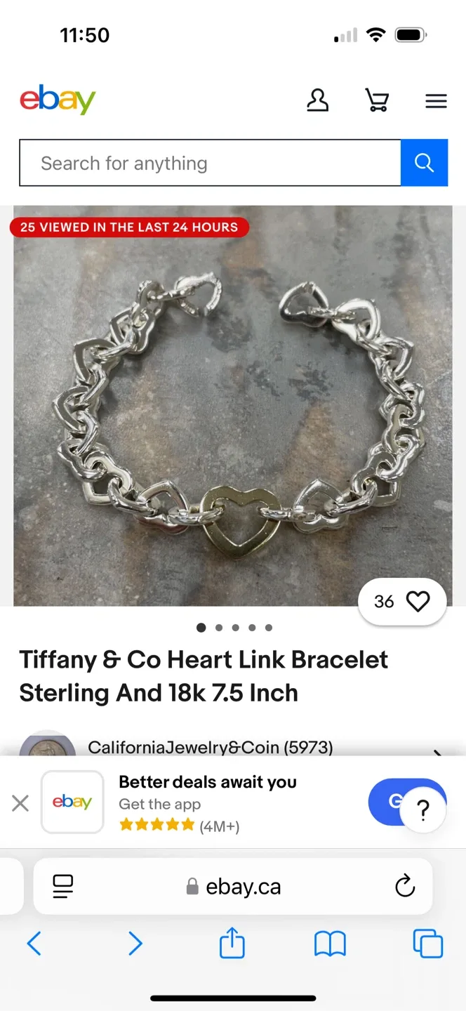 Tiffany & Co Heart Link Bracelet Sterling 7.5 Inch image indicator(4)