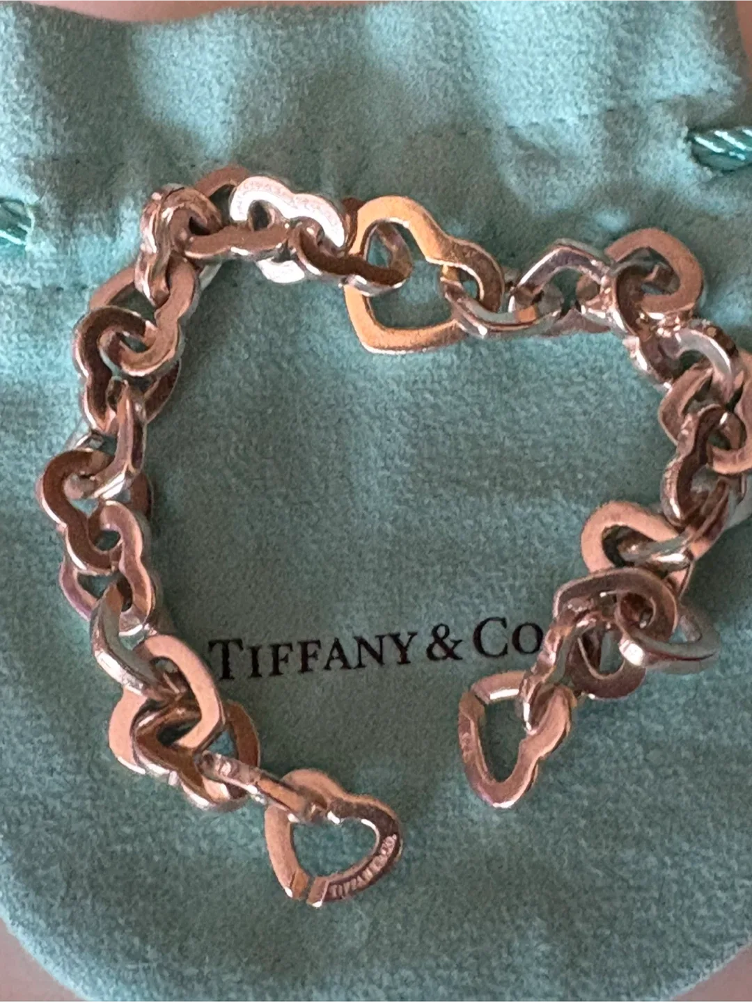 Tiffany & Co Heart Link Bracelet Sterling 7.5 Inch image indicator(2)
