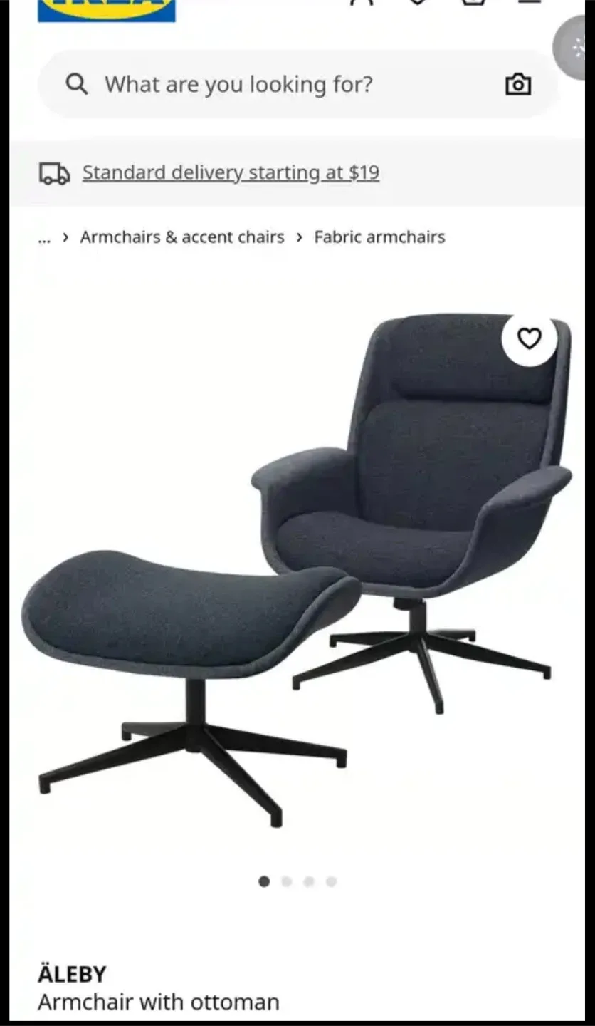 IKEA ÄLEBY Armchair with Ottoman - Gray