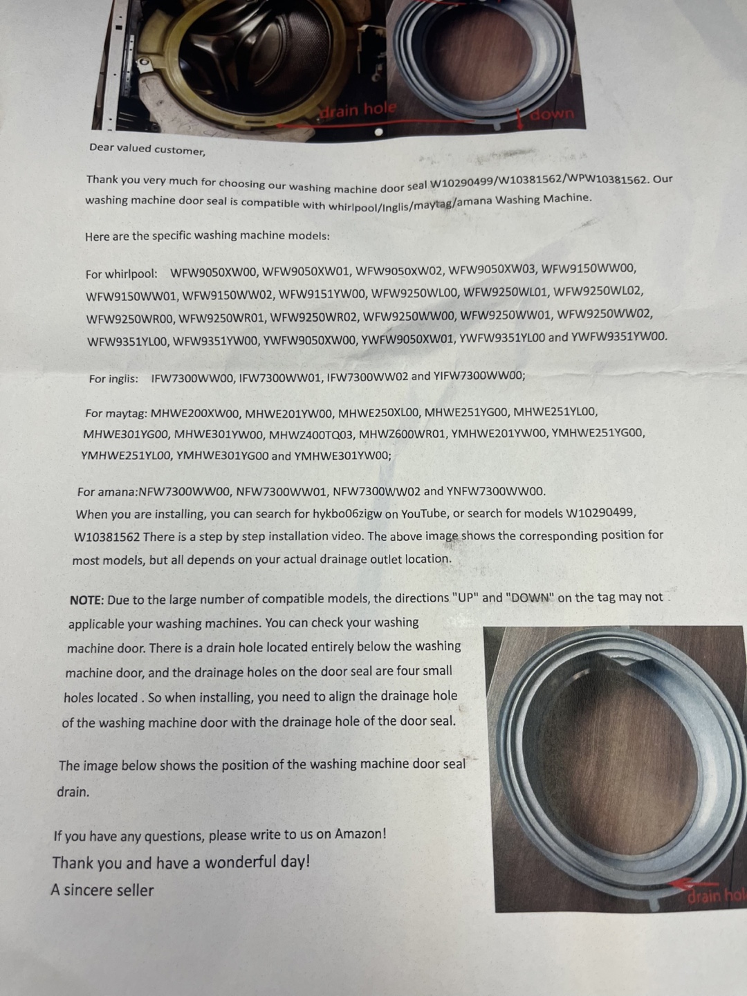 Washer Door Seal for Whirlpool/Inglis/Maytag/Amana - photo 3
