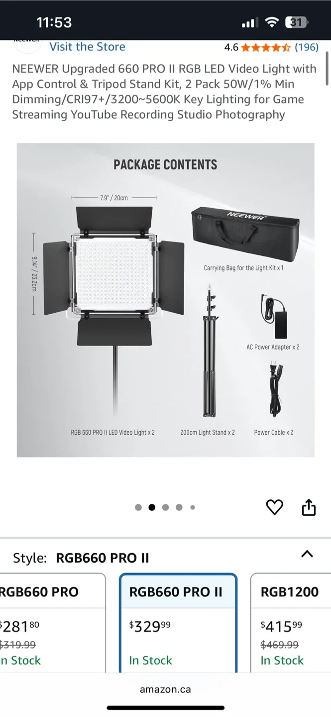 NEEWER RGB660 PRO II LED Video Light Kit - New! image indicator(2)