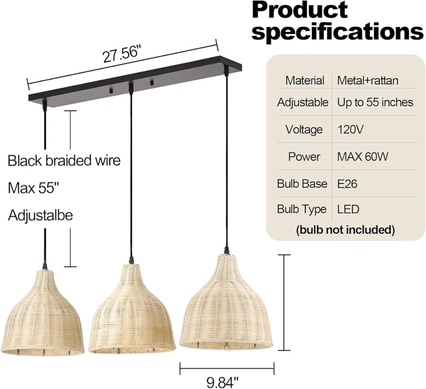 TERLEENART Boho 3 Light Pendant Light BNIB image indicator(3)
