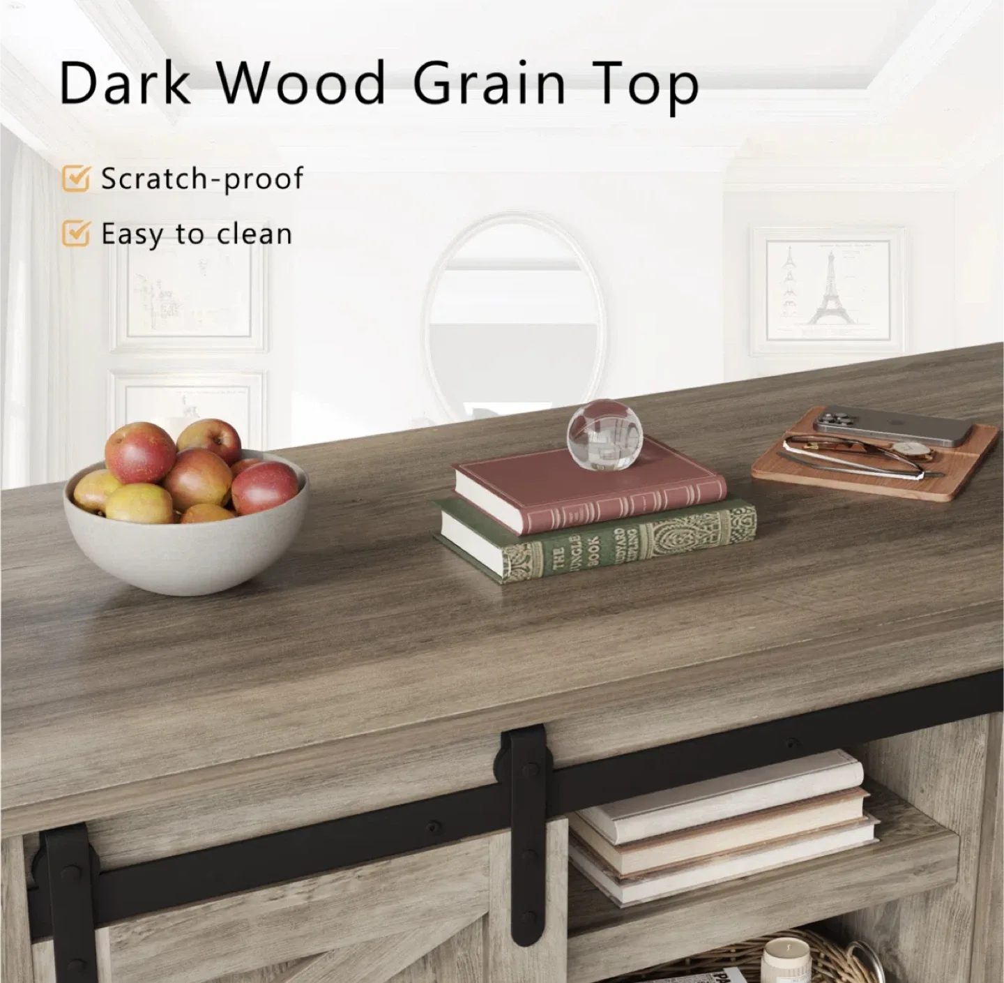 Rustic Farmhouse Coffee Table with Sliding Barn Doors image indicator(4)