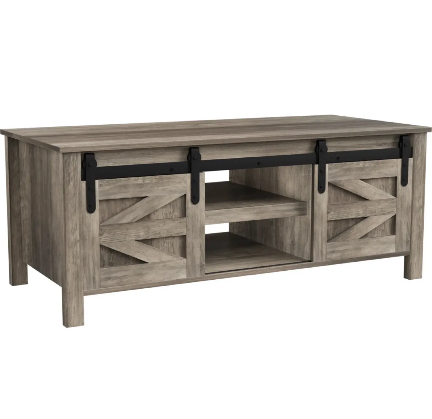 Rustic Farmhouse Coffee Table with Sliding Barn Doors image indicator(3)