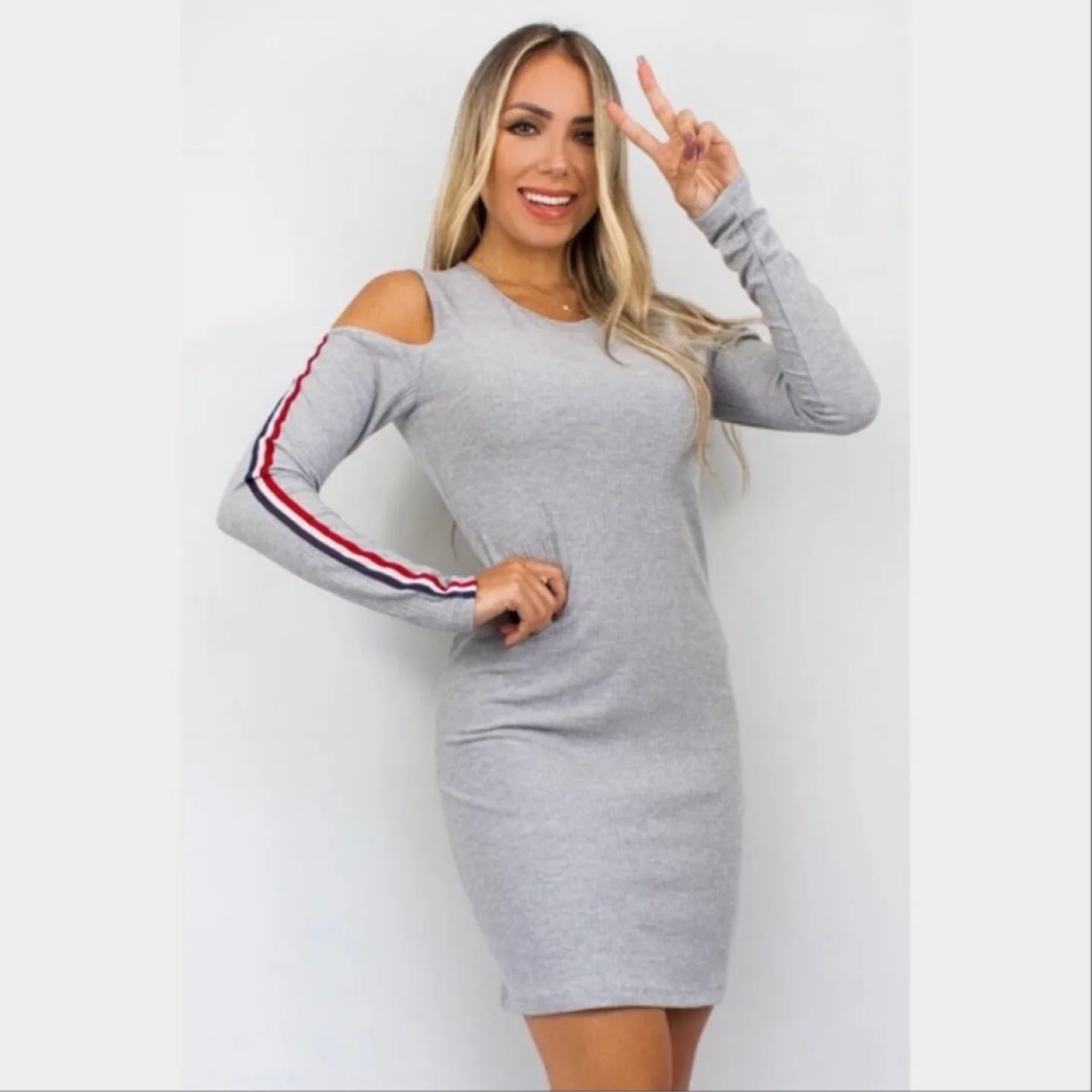 Meyre & Moda's Cold Shoulder Sweater Dress image indicator(2)