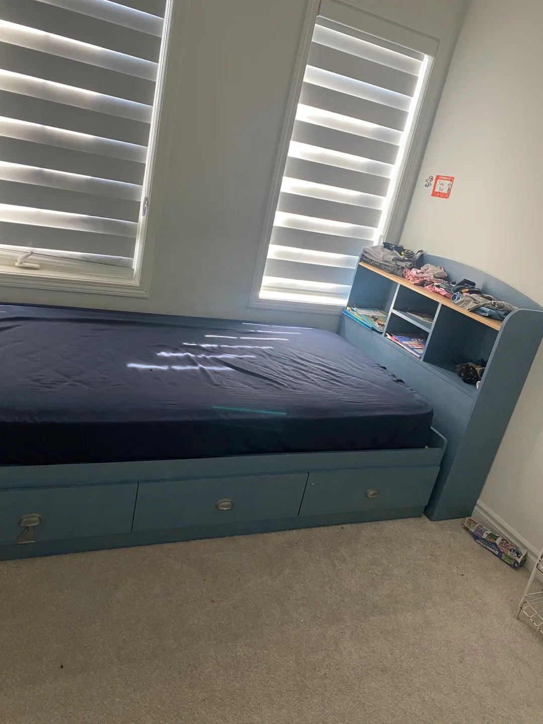 Blue Twin Bed with Storage image indicator(2)