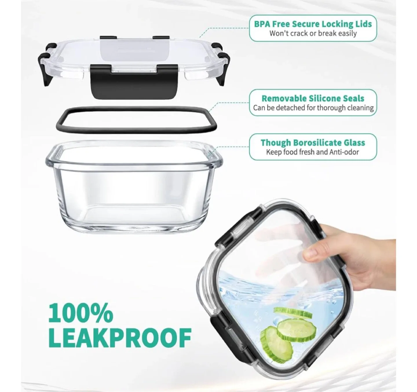 42pcs- Leakproof Glass Food Storage Containers Set (orig. 62) image indicator(8)