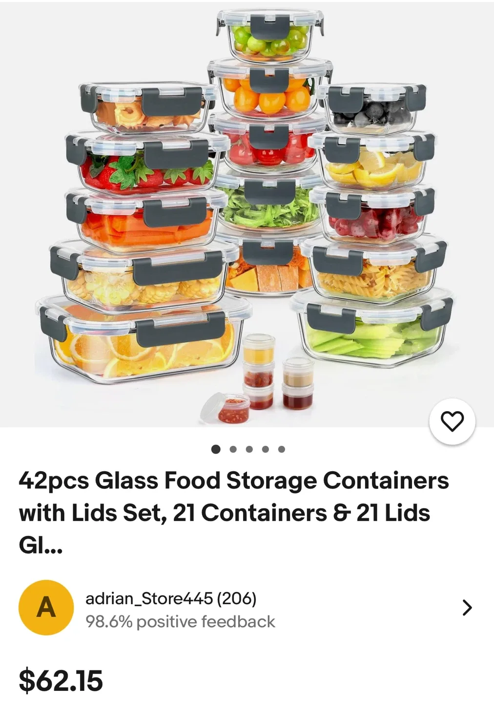 42pcs- Leakproof Glass Food Storage Containers Set (orig. 62) image indicator(9)