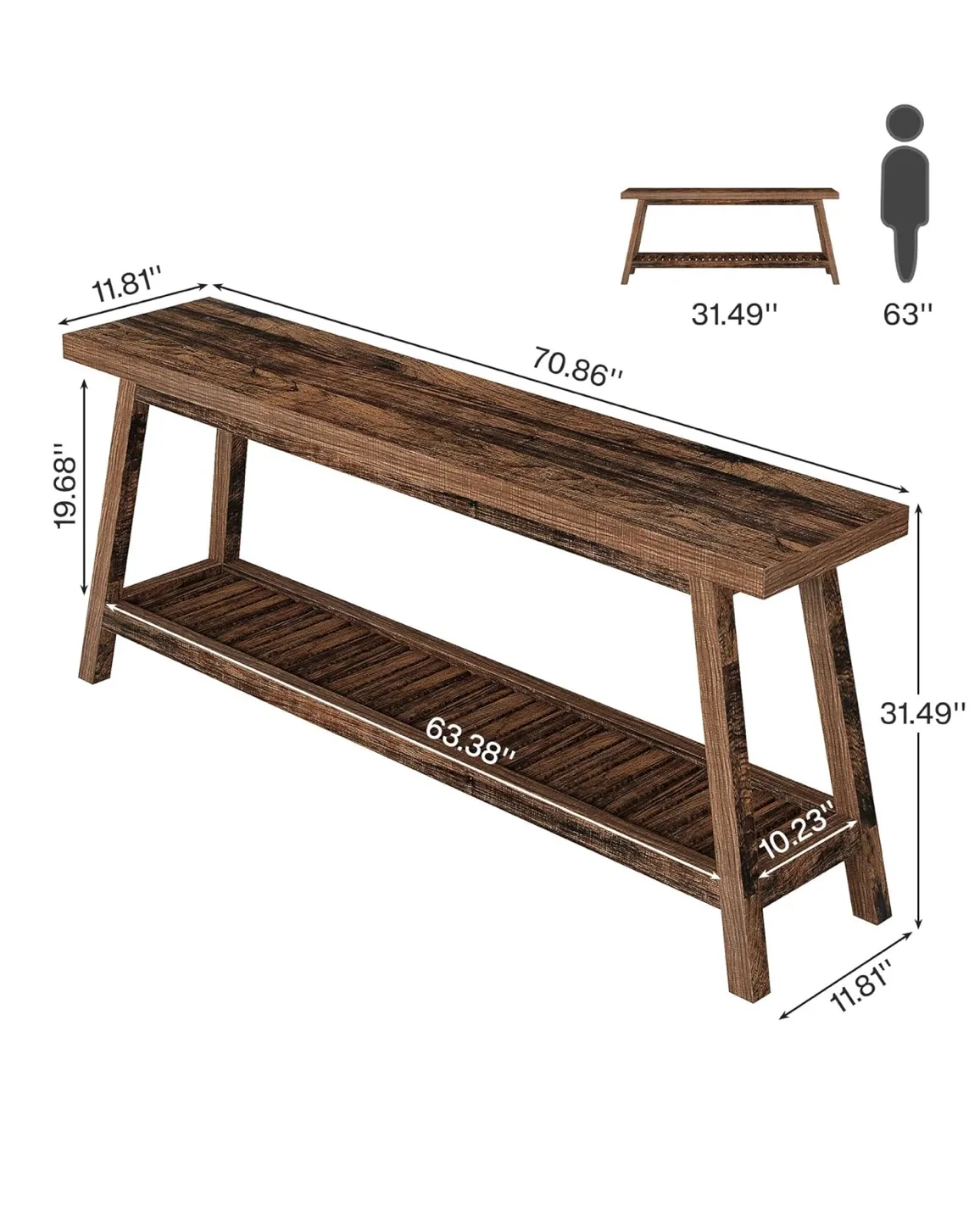Console Table with 2-Tier Storage - 70.86" image indicator(7)