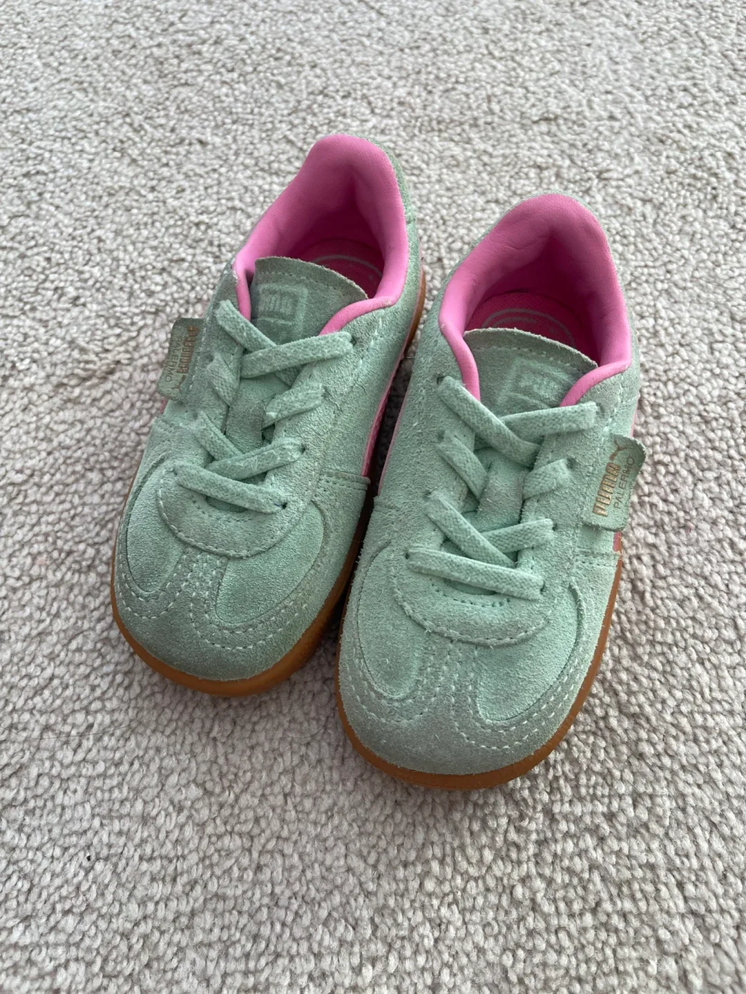 Size 7C Puma Palermo Baby Shoes - Green/Pink image indicator(2)