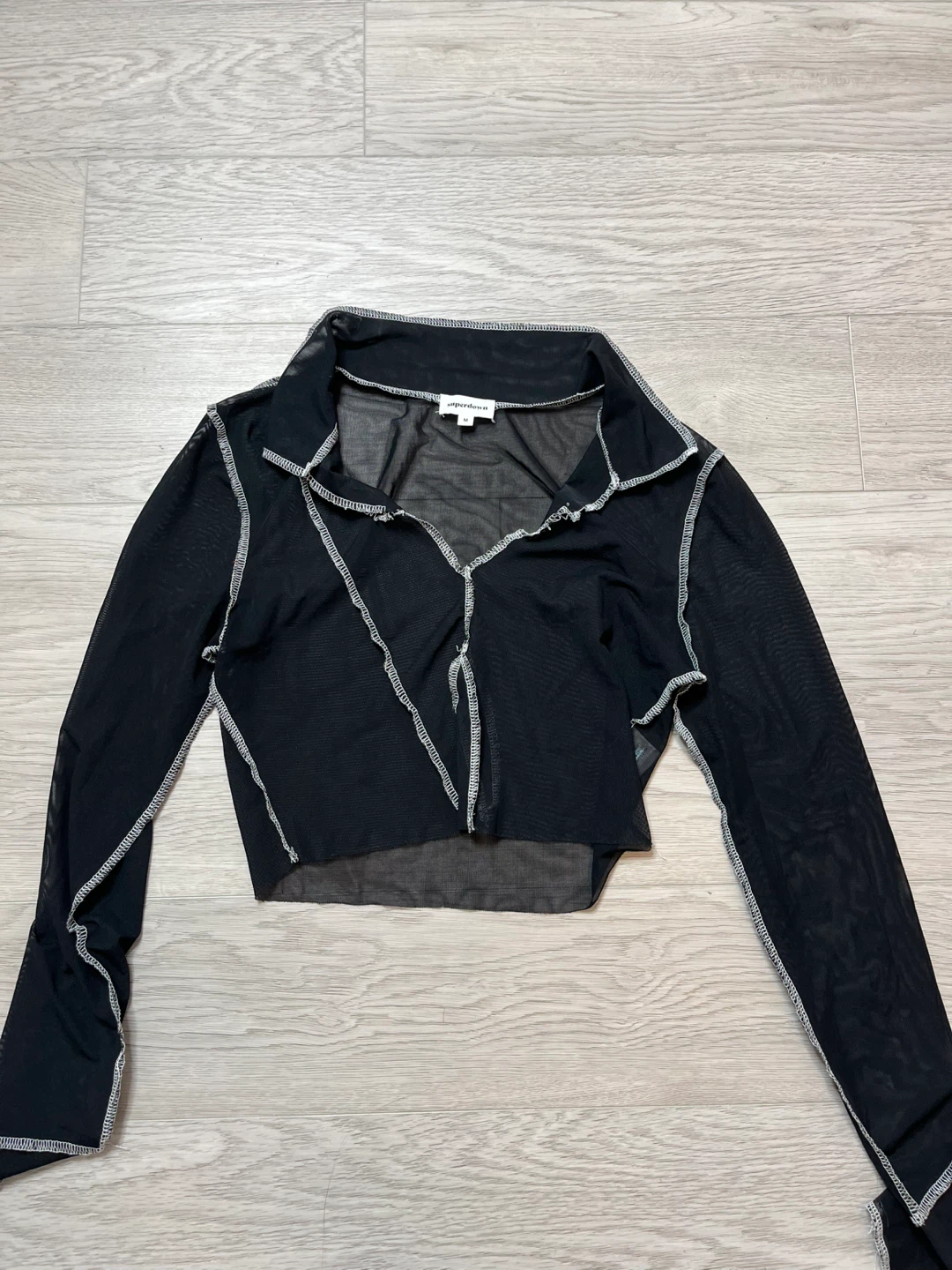 Superdown Black Mesh Top