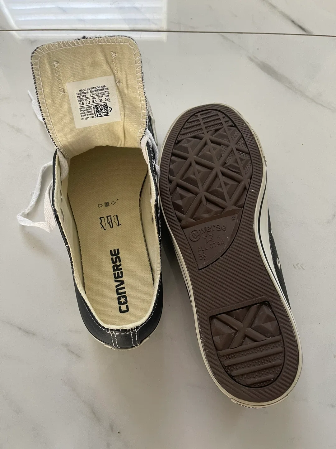 Converse All Star Leather Sneakers - Black, Size 5 image indicator(3)