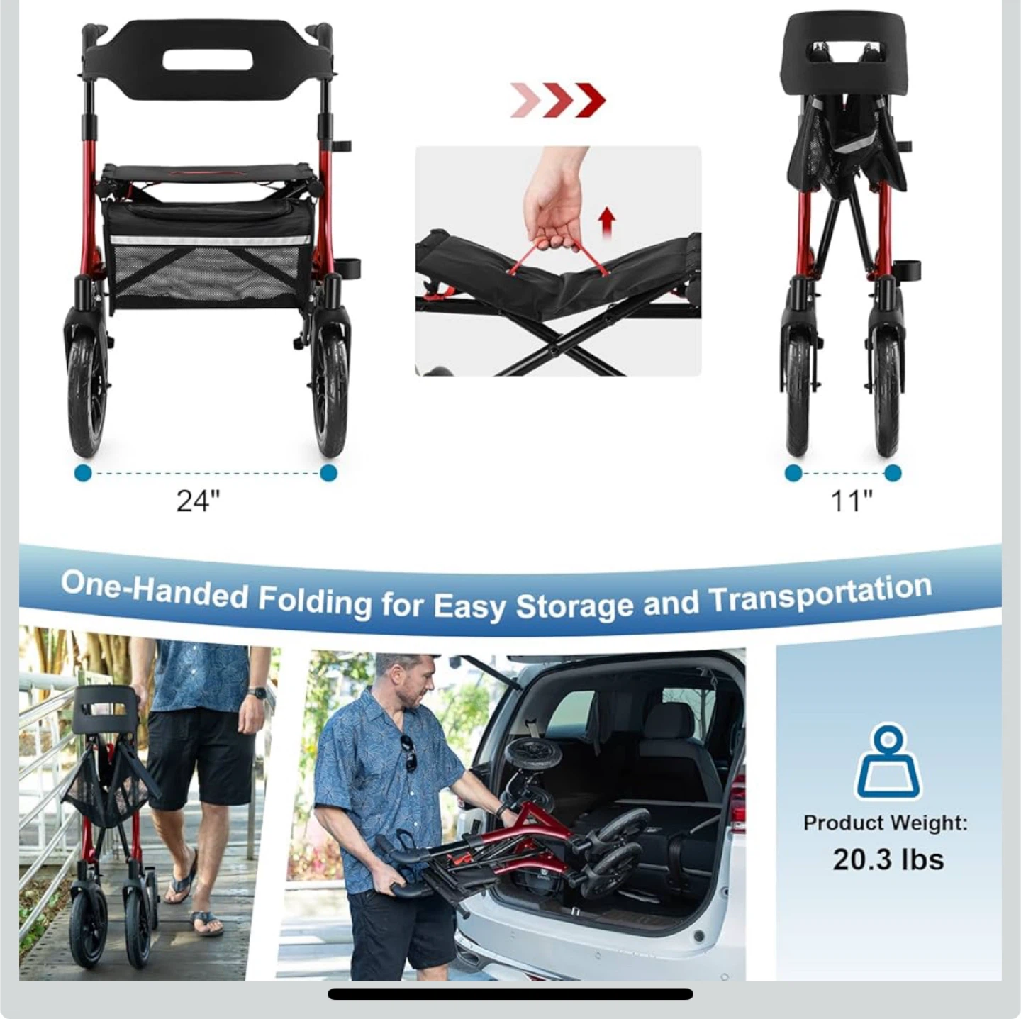 MAXWALK Walkers for Seniors, Rollator Walker with Seat - photo 2