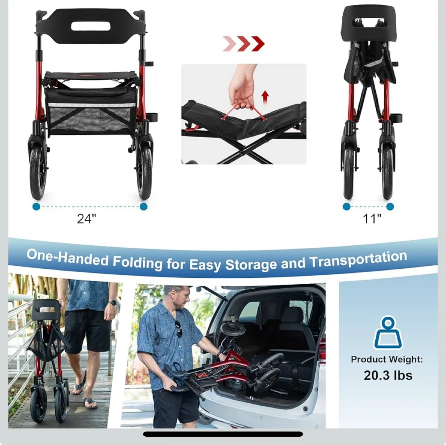 MAXWALK Walkers for Seniors, Rollator Walker with Seat image indicator(2)